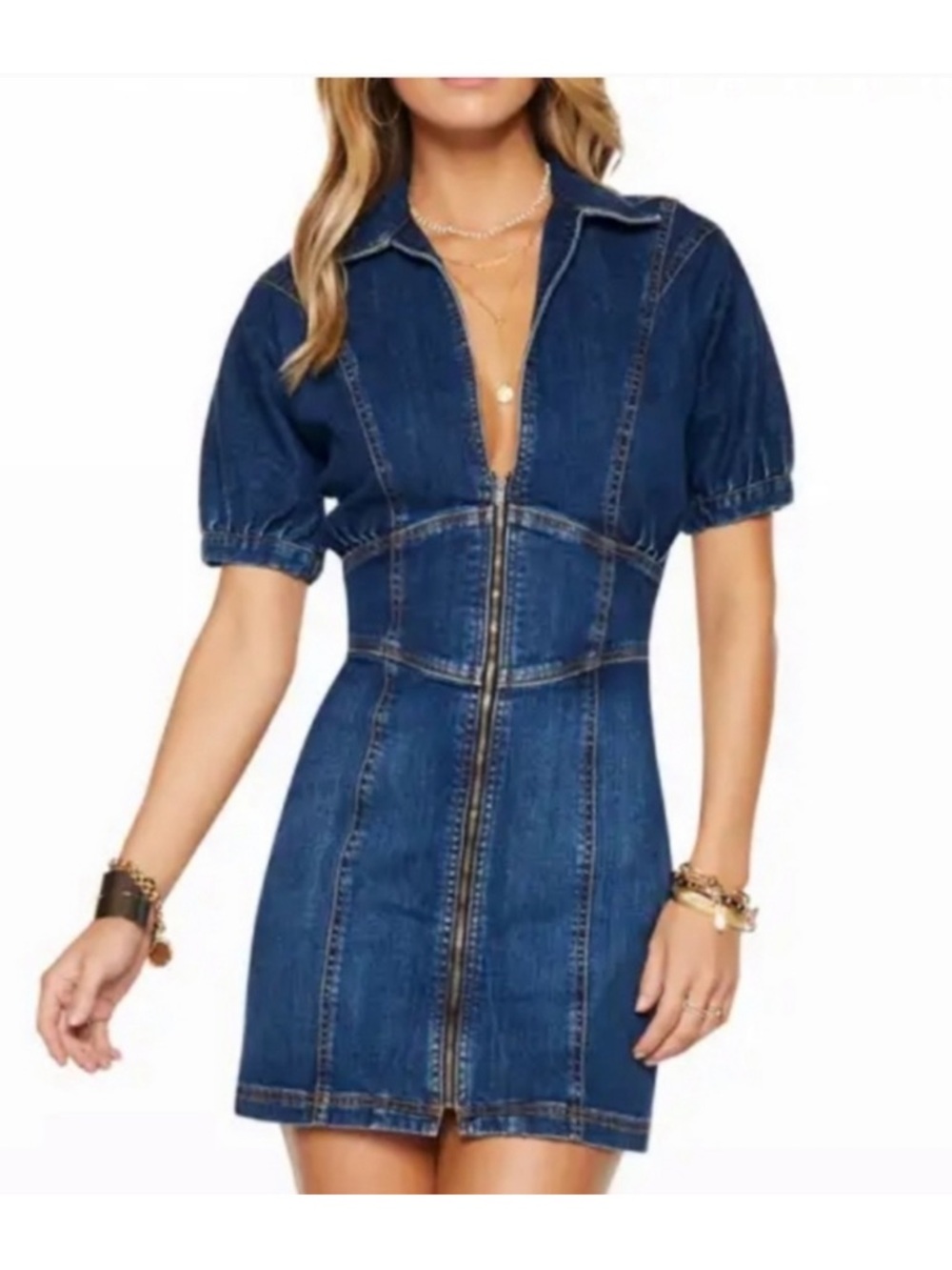 Ramy Brook Lily Zip-Up Denim Mini Dress Medium Wash Size 27 fits Medium